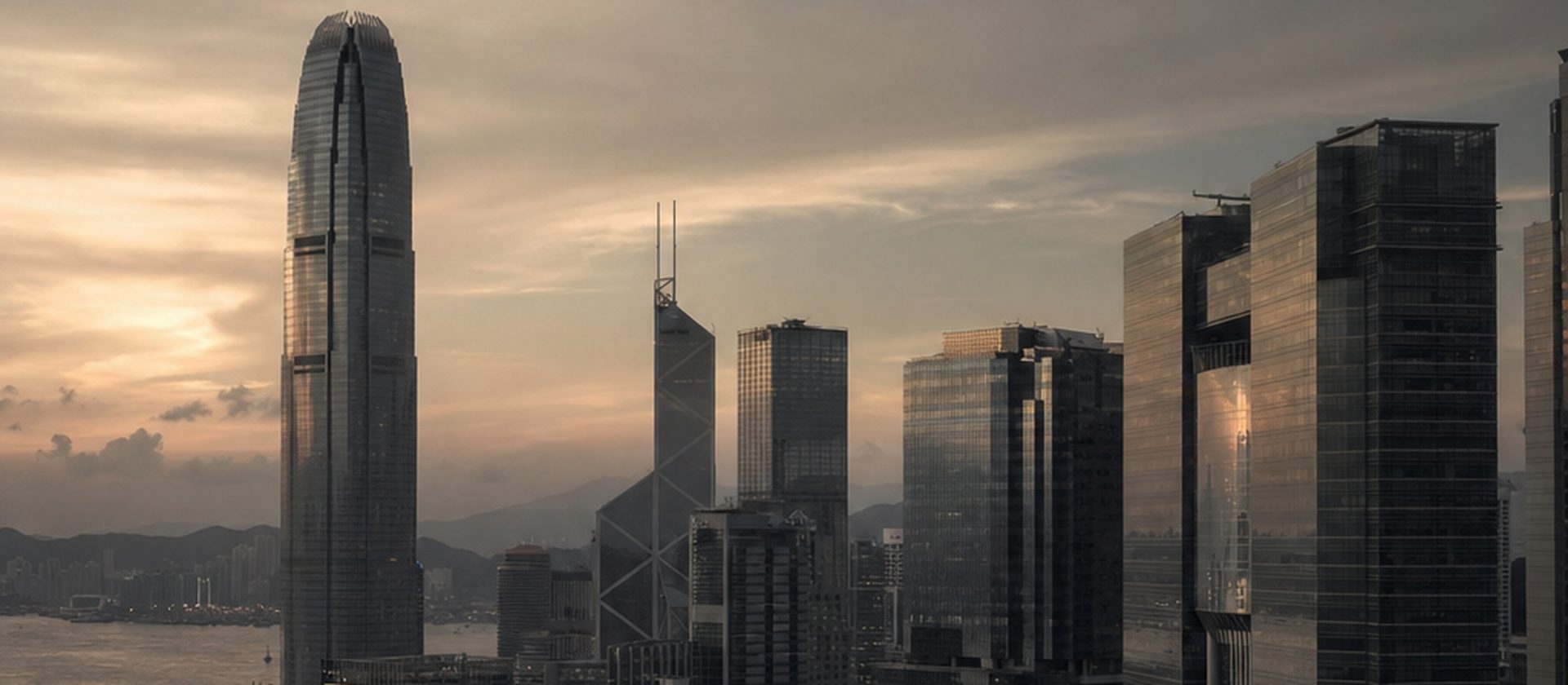 Hong Kong Central financial district at dusk